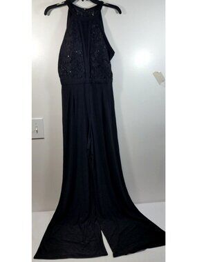 Nightway Womens Black Lace Halter Jumpsuit Size 8